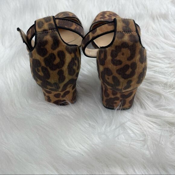 CAbi Kiki Leopard Print Calf Hair Ankle Strap Shoes - Picture 6 of 12